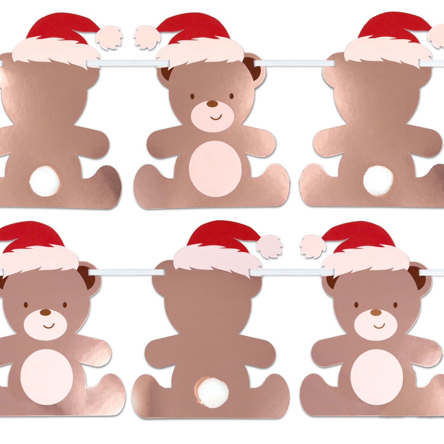 Teddy Bear Santa Hat Christmas Bunting 3.5 metres