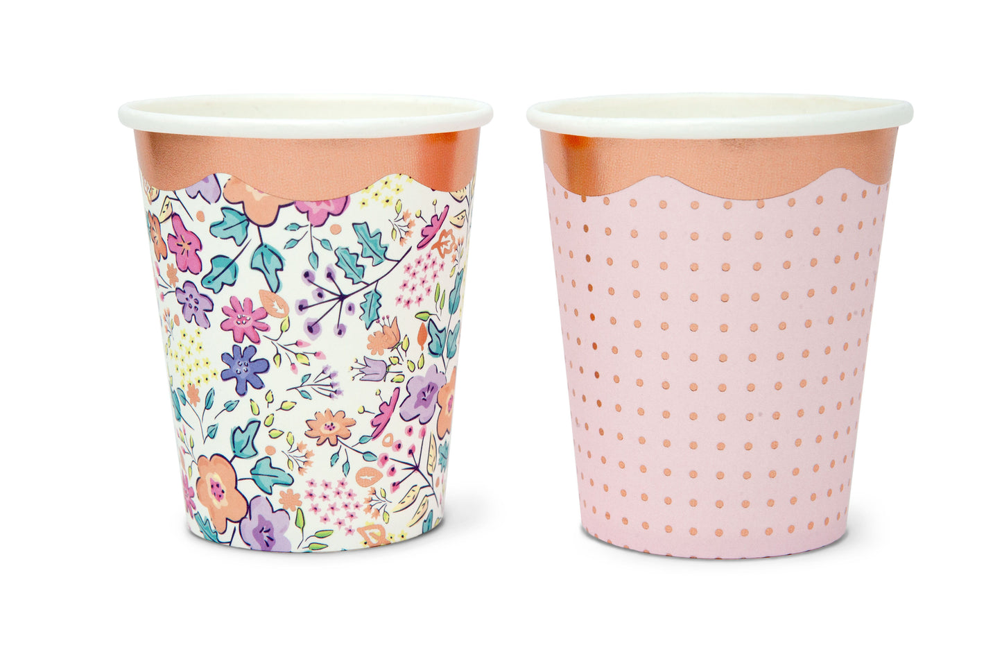 Meadow Blooms Floral Paper Party Cups Mixed Designs 8 Per Pack