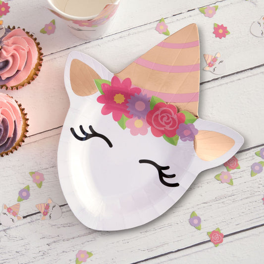 Unicorn Shaped Paper Party Plates 23cm 8 plates per pack