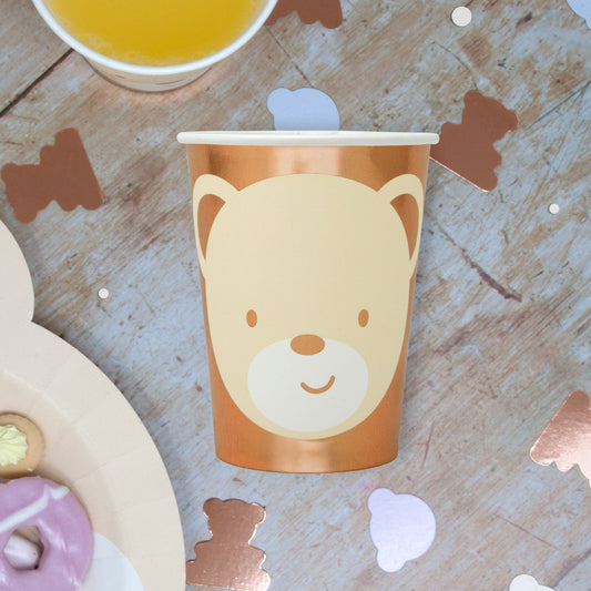 Teddy Bear Paper Party Cups 8 cups per pack