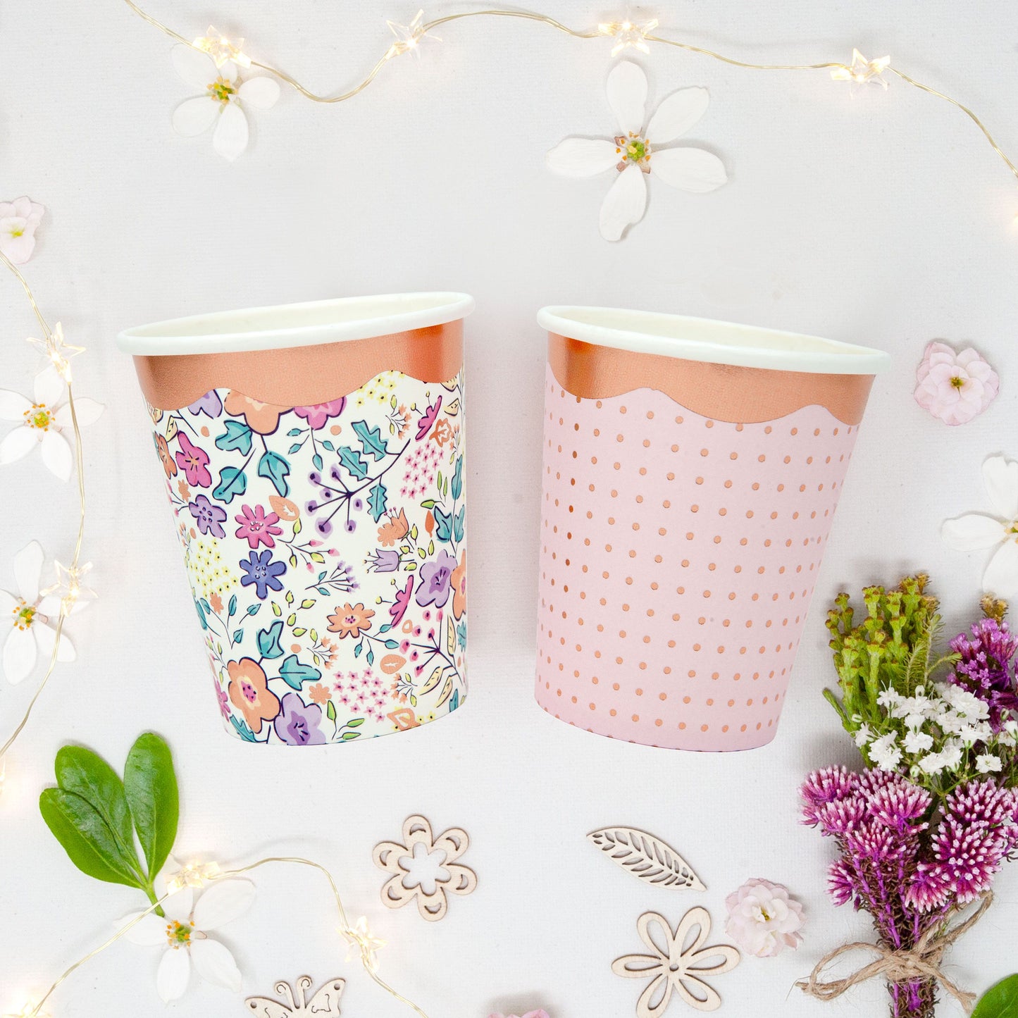 Meadow Blooms Floral Paper Party Cups Mixed Designs 8 Per Pack