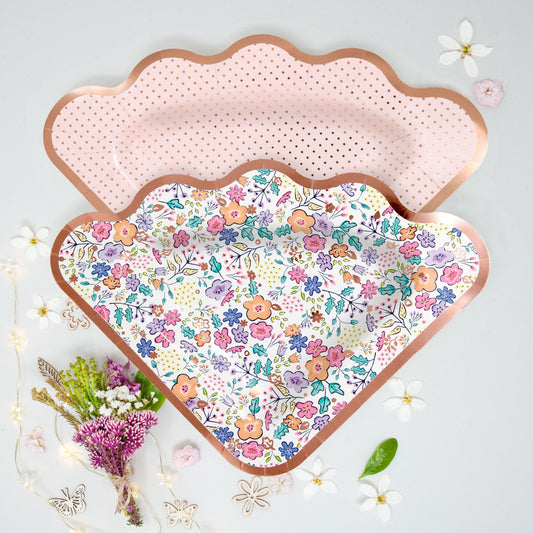 Meadow Blooms Floral Shaped Paper Party Plates Mixed Designs 8 Per Pack