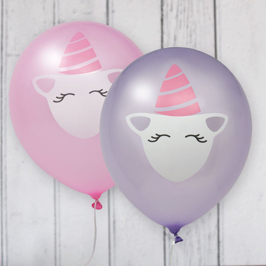 Unicorn printed latex balloons 8 balloons per pack