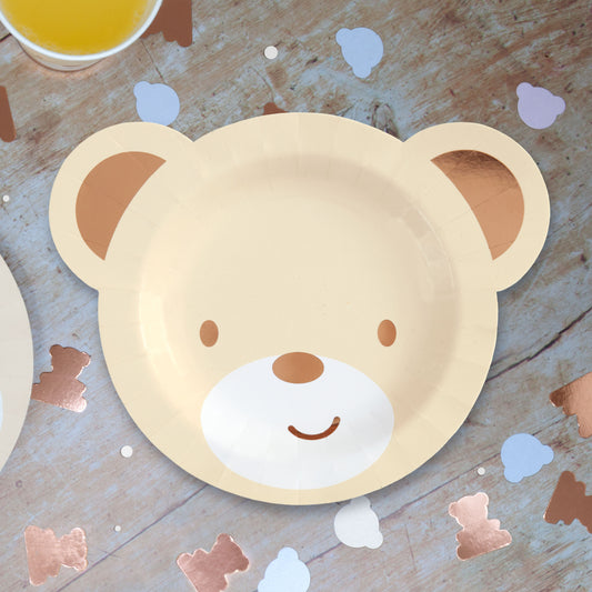 Teddy Bear Shaped Paper Party Plates 8 Plates per pack