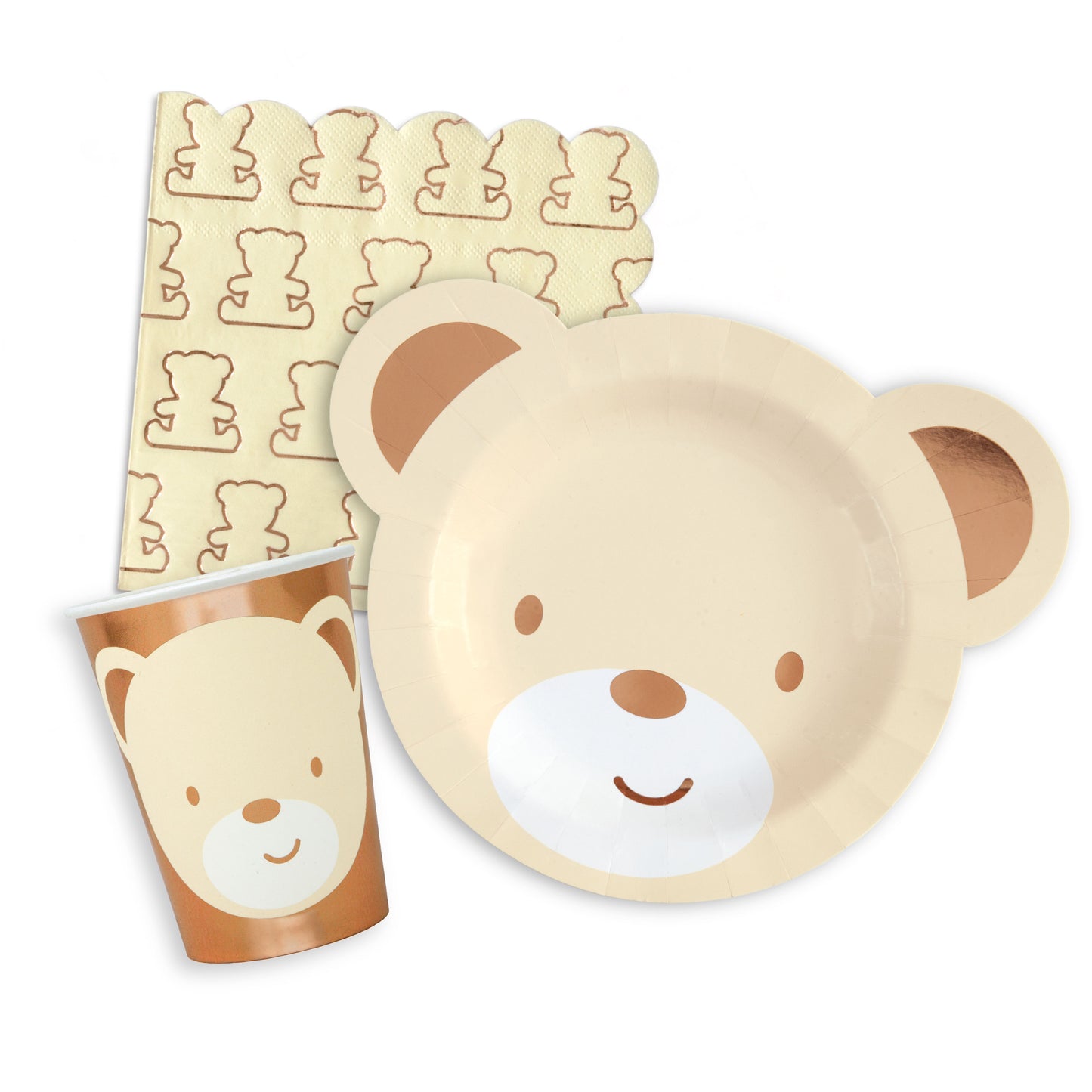 Teddy Bear Tableware Pack For 8 Guests Includes Plates Cups and Napkins