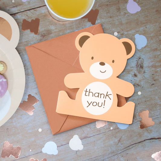 Teddy Bear Shaped Thank You Cards 8 cards with envelopes per pack