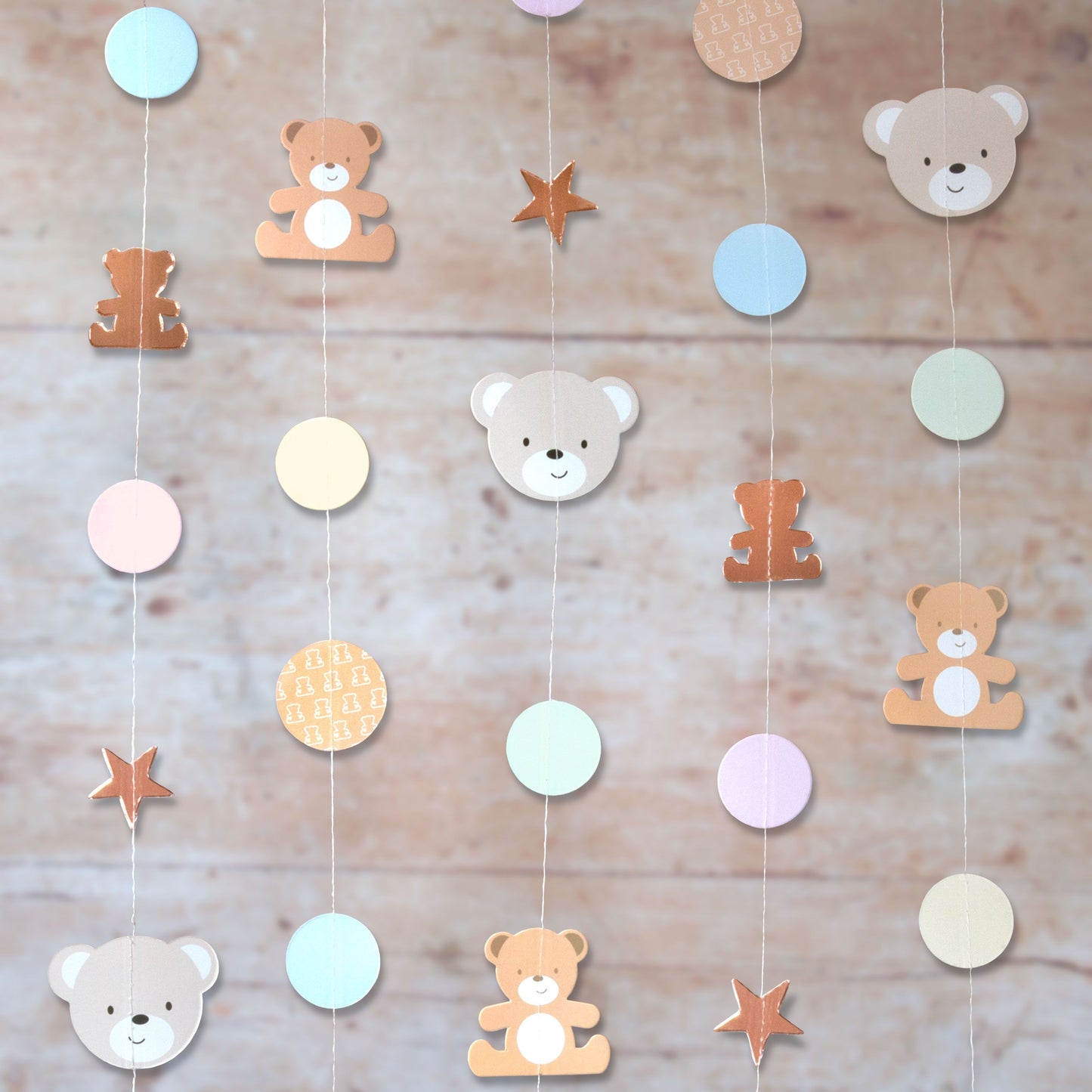 Teddy Bear String Decorations 6 strings each 2 metres per pack