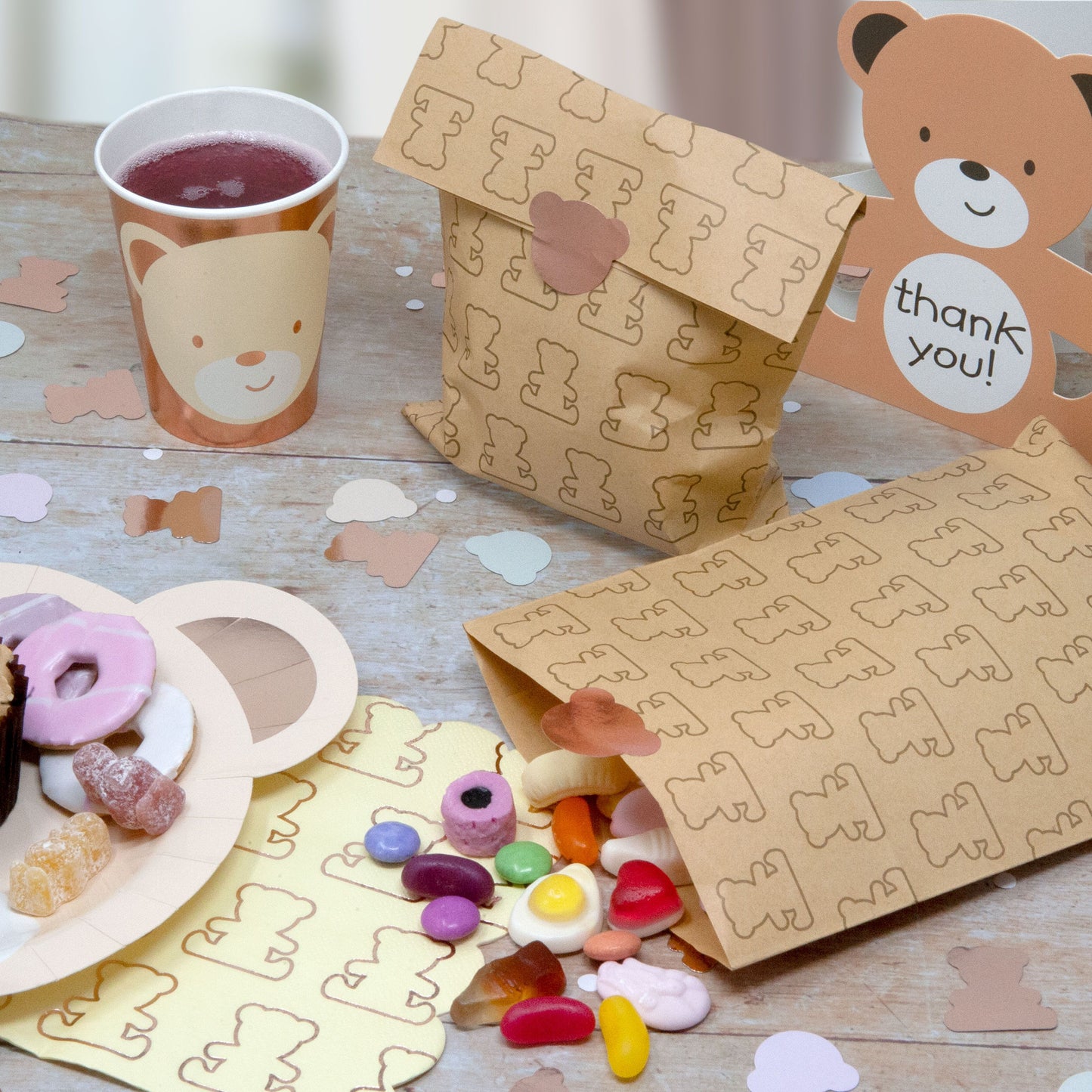 Teddy Bear Party Treat Bag with Stickers 20 bags and stickers per pack