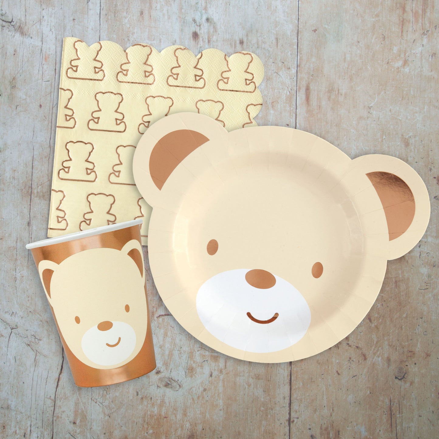 Teddy Bear Tableware Pack For 8 Guests Includes Plates Cups and Napkins